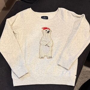 American Eagle Outfitters Cream Sweatshirt with Polar Bear Design
